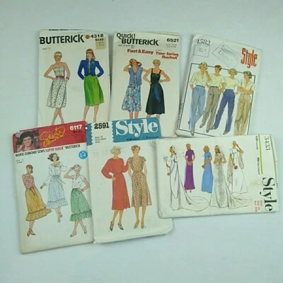 6 Vintage Womens Sewing Patterns Size 10 Butterick 4318 6521 Style 6117 3433 Lot - image 1 of 4