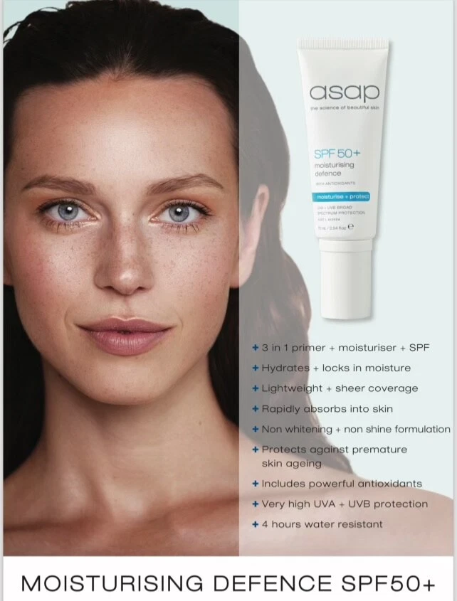 NEW ASAP moisturising defence SPF 50+ UVA UVB 75ml Moisturiser & Primer - image 2 of 4