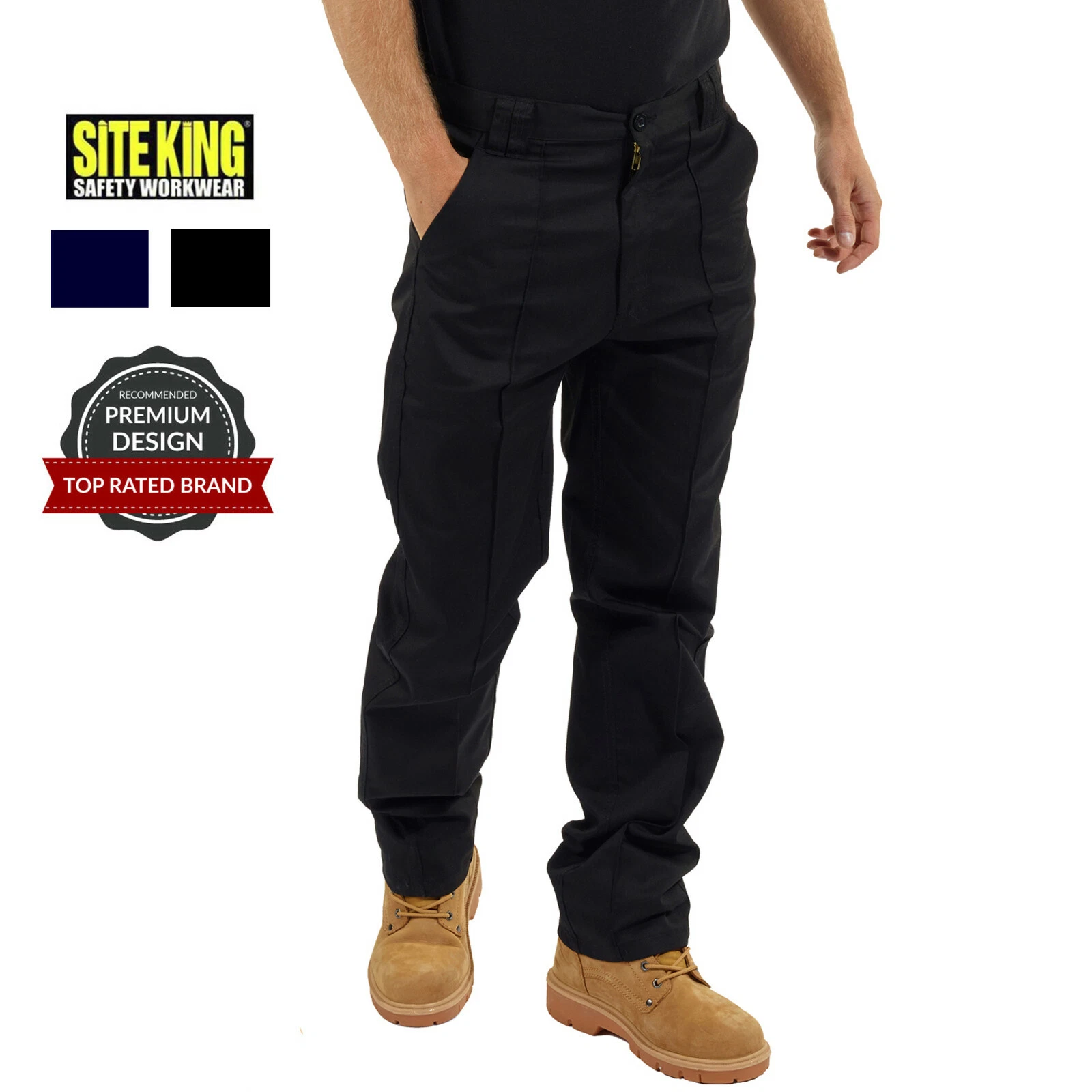 Mens SITE KING Classic Black Work Trousers Size 28 to 56 - WORKWEAR PANTS
Opens in a new window or t