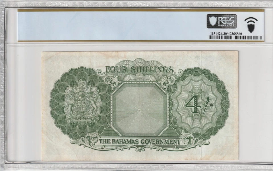 Bahamas 1953 4 Shillings Certified PCGS Banknote VF 30 Pick 13d - Image 2 of 2