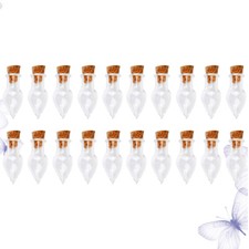 20pcs Empty Glass Bottles with Cork Clear Vials Pendant Charms Container