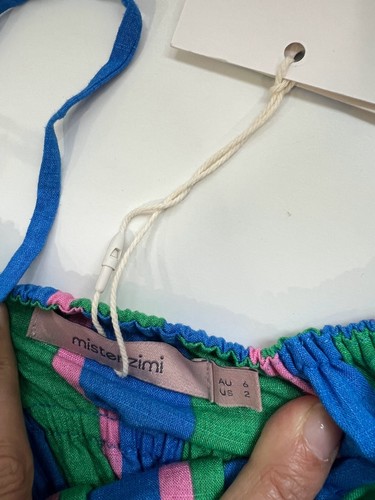 Mister Zimi Strappy Dress Peppermint Blue Green Stripe AU Size 6 New with Tag - Picture 10 of 12