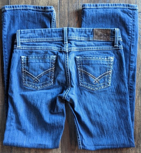 BKE Stella Bootcut Heavy Stitch Jeans Sz 28 Distressed Faded Blue Denim Stretch - Picture 7 of 19