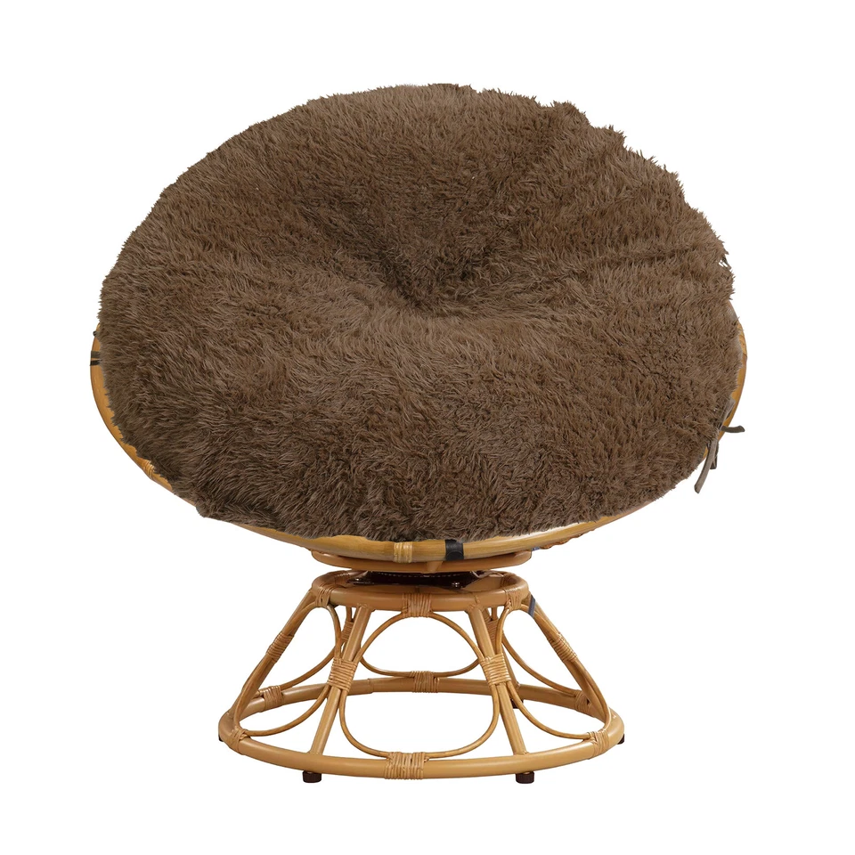 Shaggy Cover for Papasan Cushion Fluffy Faux Fur Papasan Chair Slipcover w/8Ties - Image 3 of 4