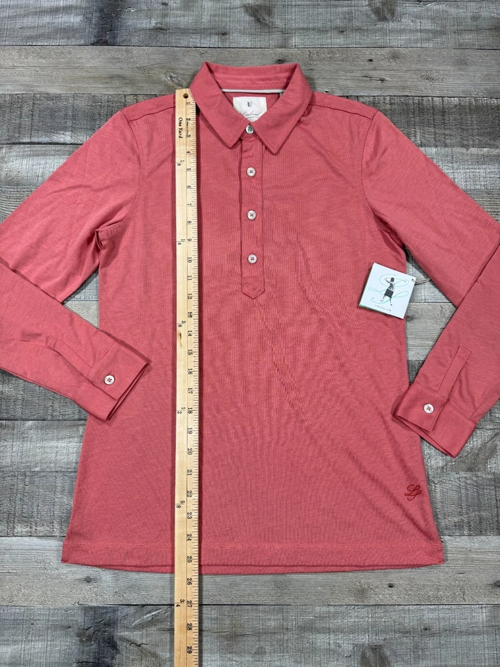 Camisa Polo Linksoul Mujer Pequeña Rosa Coral Manga Larga Golf Algodón de Lujo Foto 4 de 4