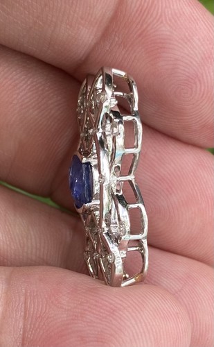 Beautiful Unheated No Heat 1.31ct Burma Blue Sapphire & Diamond Pendant & Cert - Imagen 7 de 9