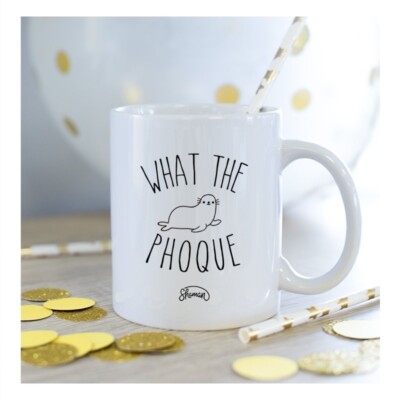 Becher Tasse Keramik weiß WHAT THE ROBBE