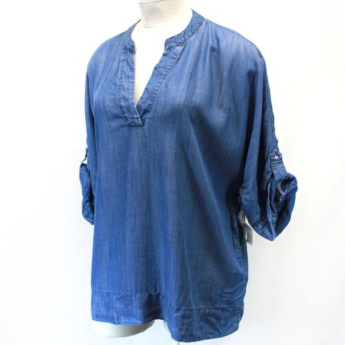 Calvin Klein Plus Denim Casual Top Shirt Blouse 1X