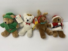 Dakin Christmas Holiday Plush Lot Of 4 Vintage Elf Reindeer Angel Santa Claus
