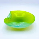 Vintage Italian MCM 50s Murano glass tricket bowl lime green opalescent color.