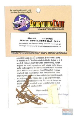 BARBR48345 1:48 BarracudaCast Sea Fury Brass Landing Gear - Early