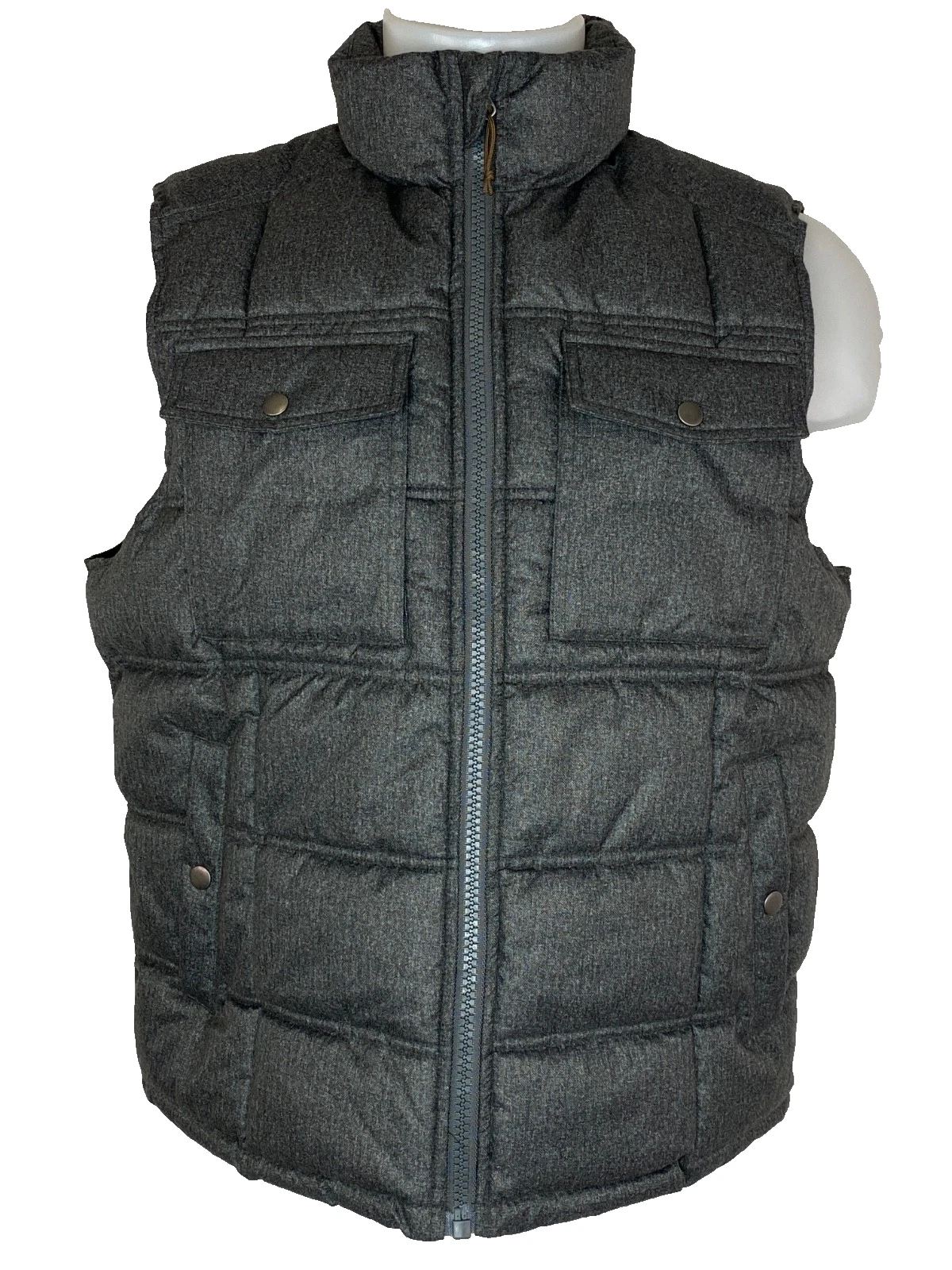 Gray men's puffer vest L GOODFELLOW insulated warm winter quilted pockets