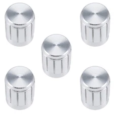 5pcs Aluminium Alloy Potentiometer Volume Control Rotary Knob Silver Tone