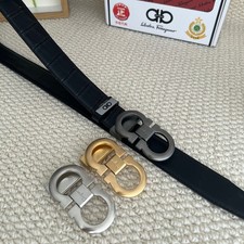 Ferragamo Men's Reversible Leather Belt 120cm 3 Color Double Gancini Buckle