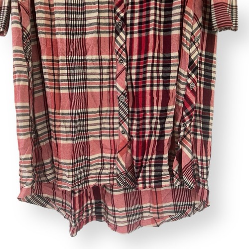 Free People Loralei Plaid Shirt Dress Size S Red Tunic Oversized Long Sleeve - Bild 5 von 11
