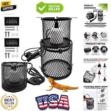 2 PCS Retractable Reptile Heat Lamp Guard,Reptile Anti-Scald Mesh Cage Guard ...