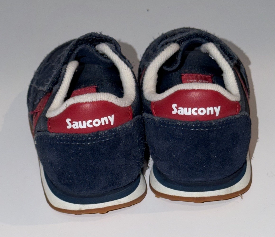 Saucony Jazz HL Baby Toddler Sneakers 5.5W 5.5 Wide Navy Blue Red Suede Uppers thumbnail 3