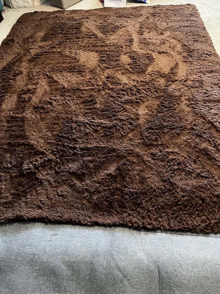 Large Brown Furry Area Rug 8 X 10 Feet Soft Faux Fur - Image 3 of 4