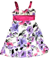 Girls RARE EDITIONS purple floral party dress 10 tiered puff hem cotton y2k pink