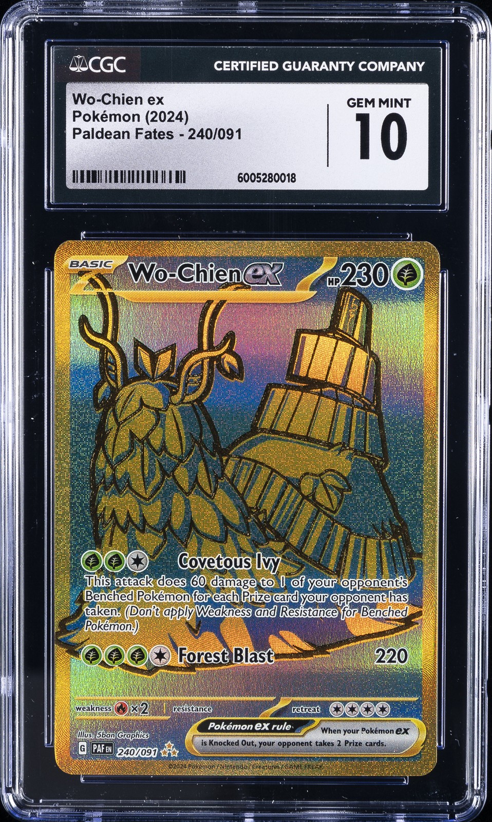 2024 POKEMON PAF EN-PALDEAN FATES HYPER RARE #240 WO-CHIEN EX CGC 10 GEM MINT