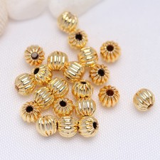 GEM-Inside 100pcs 4mm Hypoallergenic Corrugated Smooth 14K Yellow 4mm, yellow