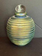 Robert Eickholt - Gorgeous Art Glass Threaded Iridescent Perfume Bottle