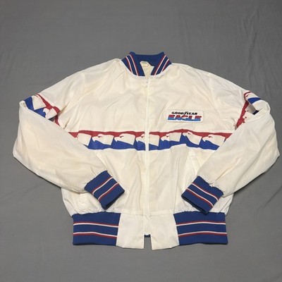 Vintage Goodyear Eagle Men s Windbreaker Racing Jacket White Full Zip Large