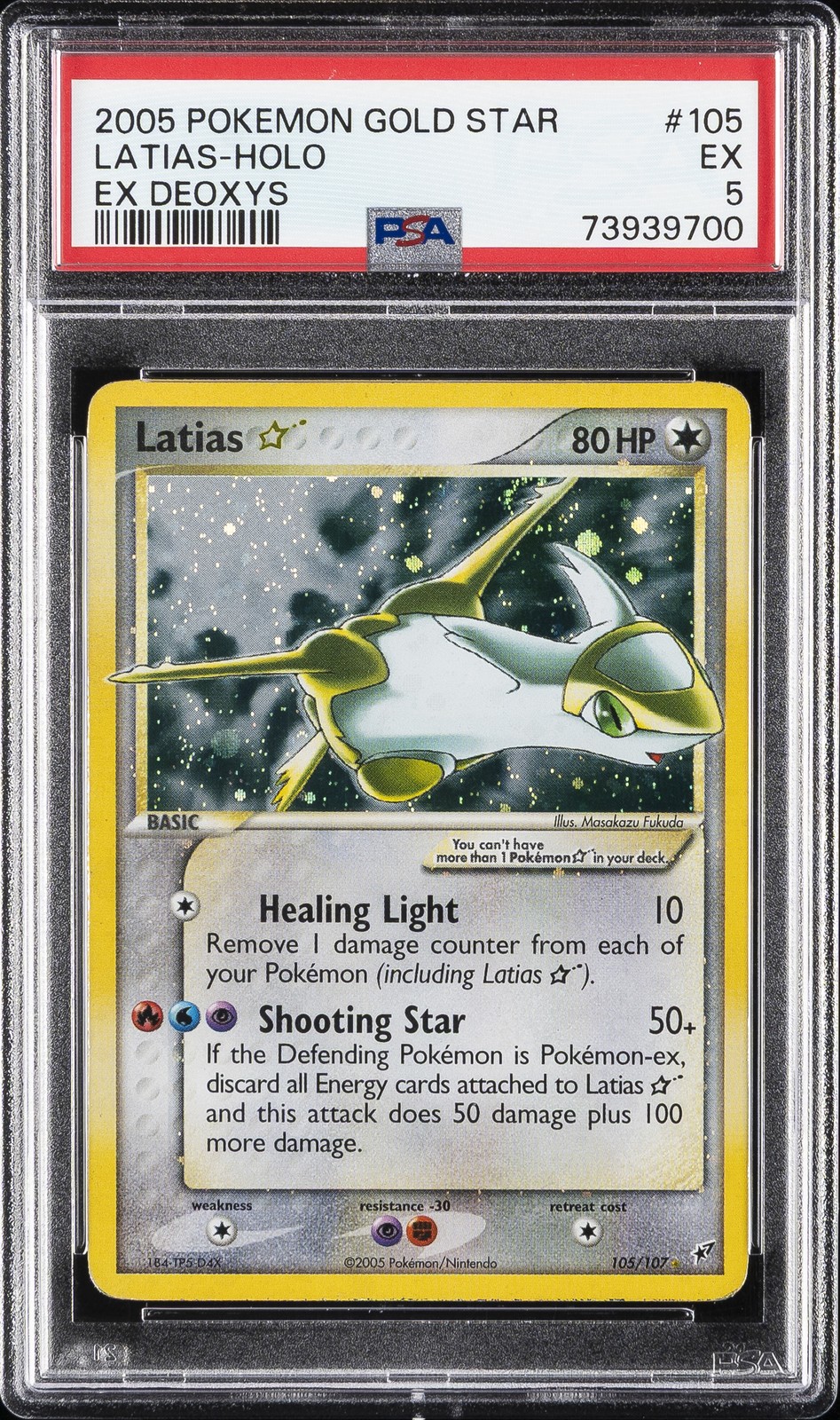 2005 POKEMON EX DEOXYS GOLD STAR #105 LATIAS-HOLO PSA 5 view 1