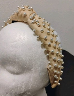 STONEY CLOVER LANE X LELE SADOUGHI Dusty Pink Knotted Headband Faux Pearls 