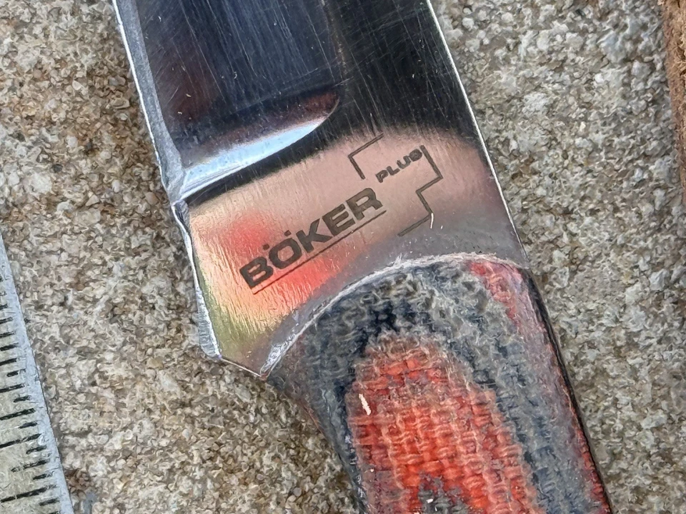 Boker Plus Cowboy Cross draw, Custom Red and Black Micarta Scales - Image 3 of 4