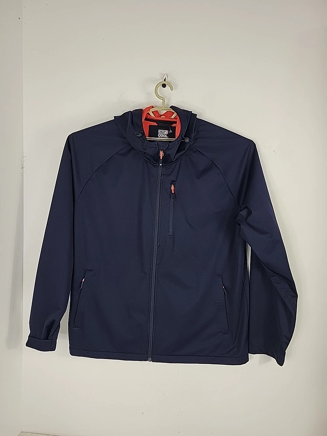 32 Cool Navy Blue Orange Lightweight Windbreaker Jacket Sz XXL