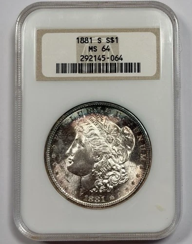 1881-S $1 MS64 Morgan Silver Dollar - NGC Old Fatty Holder - Great Luster and PQ