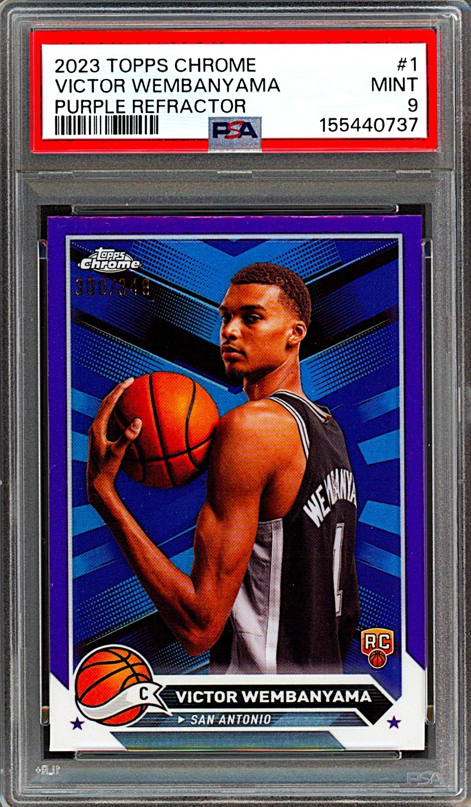 2023 Topps Chrome - Victor Wembanyama (RC) Purple Refractor /349 #1 PSA 9