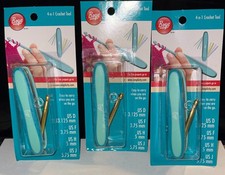 3 Pack Boye Purple 4-in-1 Metal Crochet Hook Tool Sizes E-J Yarn Take Along