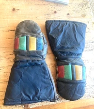VINTAGE JAPAN MADE MOTORCYCLE OR SNOWMOBILE GLOVES-MENS LARGE-LEATHER-BLACK,ZIP