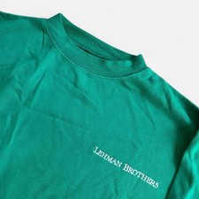 Vintage Lehman Brothers Zip Hoodie 2000s Embroidered Green Finance Size M