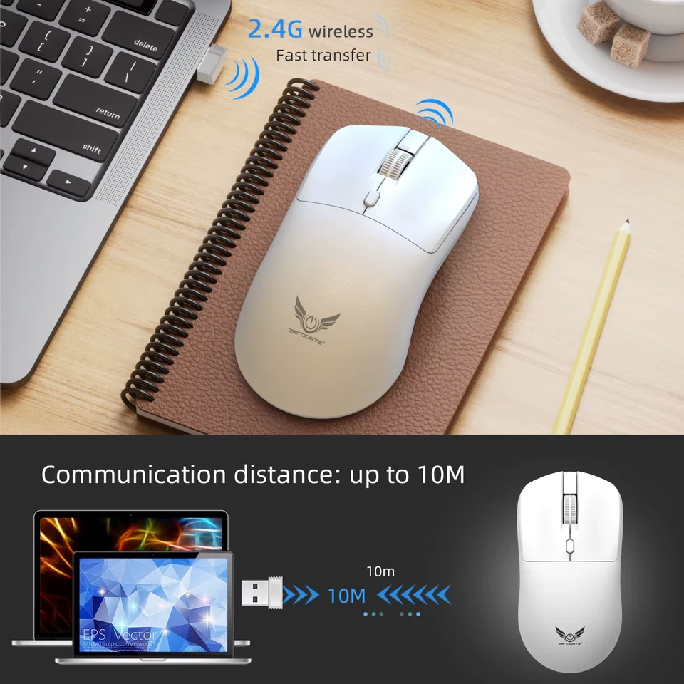 2.4G Wireless Mouse Ergonomic Adjustable 800-1200-1600 DPI Lightweight Rechargea - Image 2 of 4