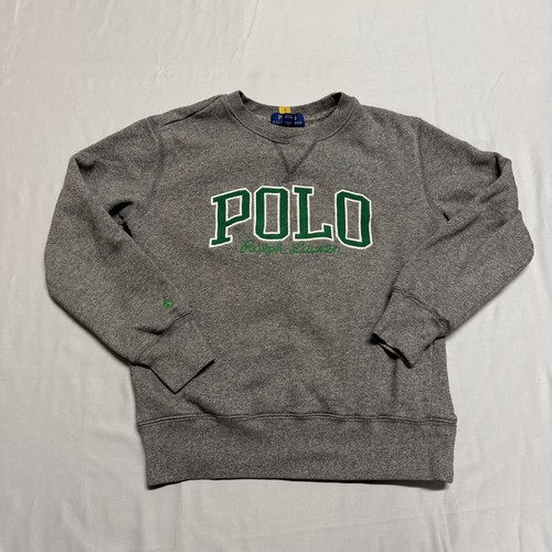 Polo Ralph Lauren Youth Small 8 Crewneck Gray Sweatshirt Spellout Pullover