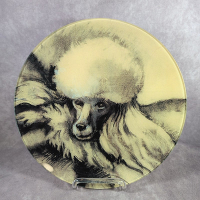 John Derian Co. Poodle Dog Sketch Decoupage Glass Plate Signed 11