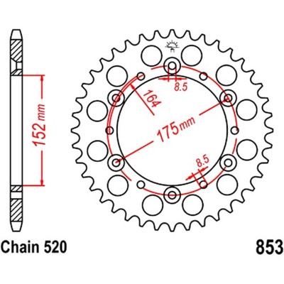 48Z Stahl-Kettenrad 520 Teilung von JT Sprockets - Optimale Passgenauigkeit Must