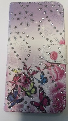 Tasche für Iphone 11 Case Flip Tasche Hülle Blumen Schmetterlinge Strass
