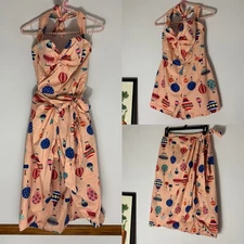 Hearts and Found pink/peach Hot air Ballon romper and wrap skirt size S