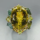 Handmade 34 ct Natural Lemon Quartz Ring 925 Sterling Silver Size 7.5 /R473821