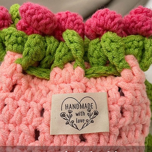 Bolso Bandolera de Viaje Tejido Ramo Rosa Cuerda Algodón Tejido Crochet - Imagen 6 de 15