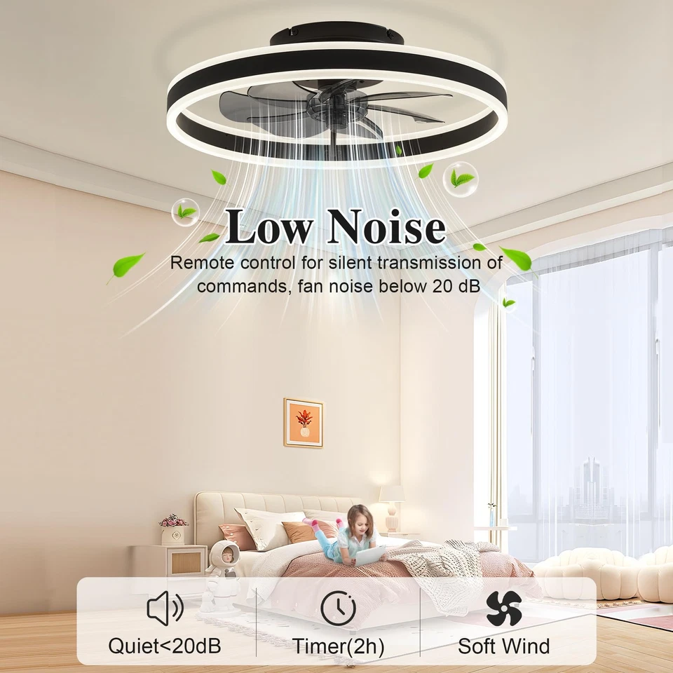 Ventiladores de teto DIAMONDFORGE com luzes e lustre remoto 20"" - perfil baixo... - Imagem 4 de 4