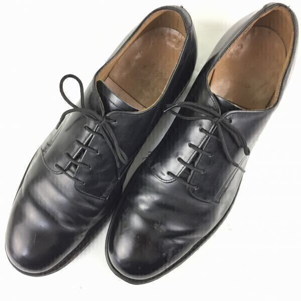 SAOLA Scarpe servizio 5 occhielli suola pelle vintage anni 70 nere 10R Goodyear usate