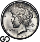 1921 Peace Dollar, Ultra High Relief, Choice Gem BU++, 1st Year Issue
