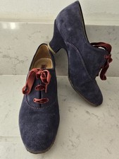 Vintage 1940s WW2 style CLARKS ORIGINALS Ripple Vale Blue Suede Shoes Size 6