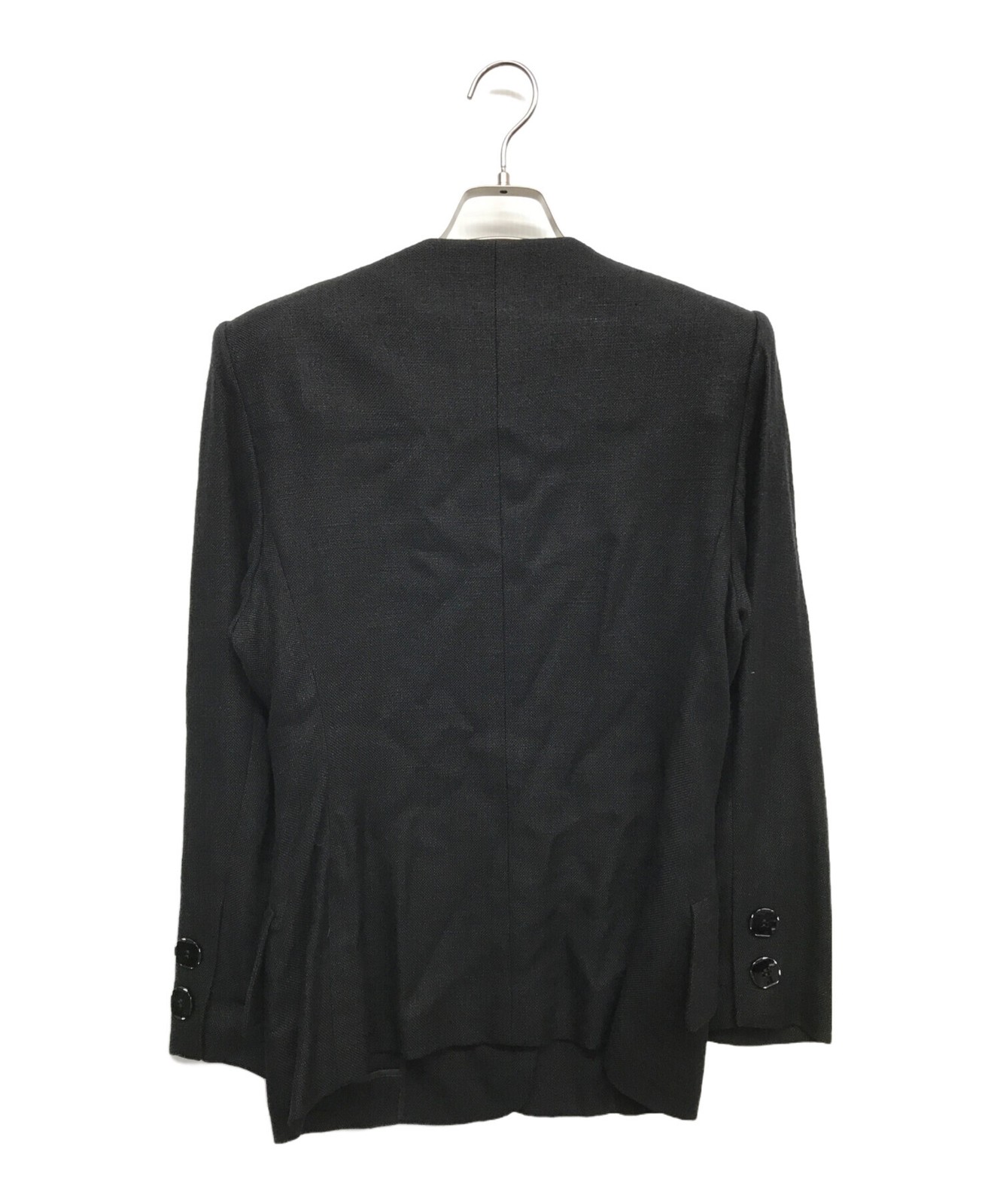 Yves Saint Laurent Rayon Lino Vintage Formale Giacca Gonna Tuta Set Taglia M Nero
