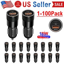 2 Port PD USB-C Fast Charging Car Charger Adapter For iPhone 16 15 14Samsung Lot